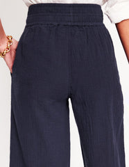 Cropped Double Cloth Pants - Navy