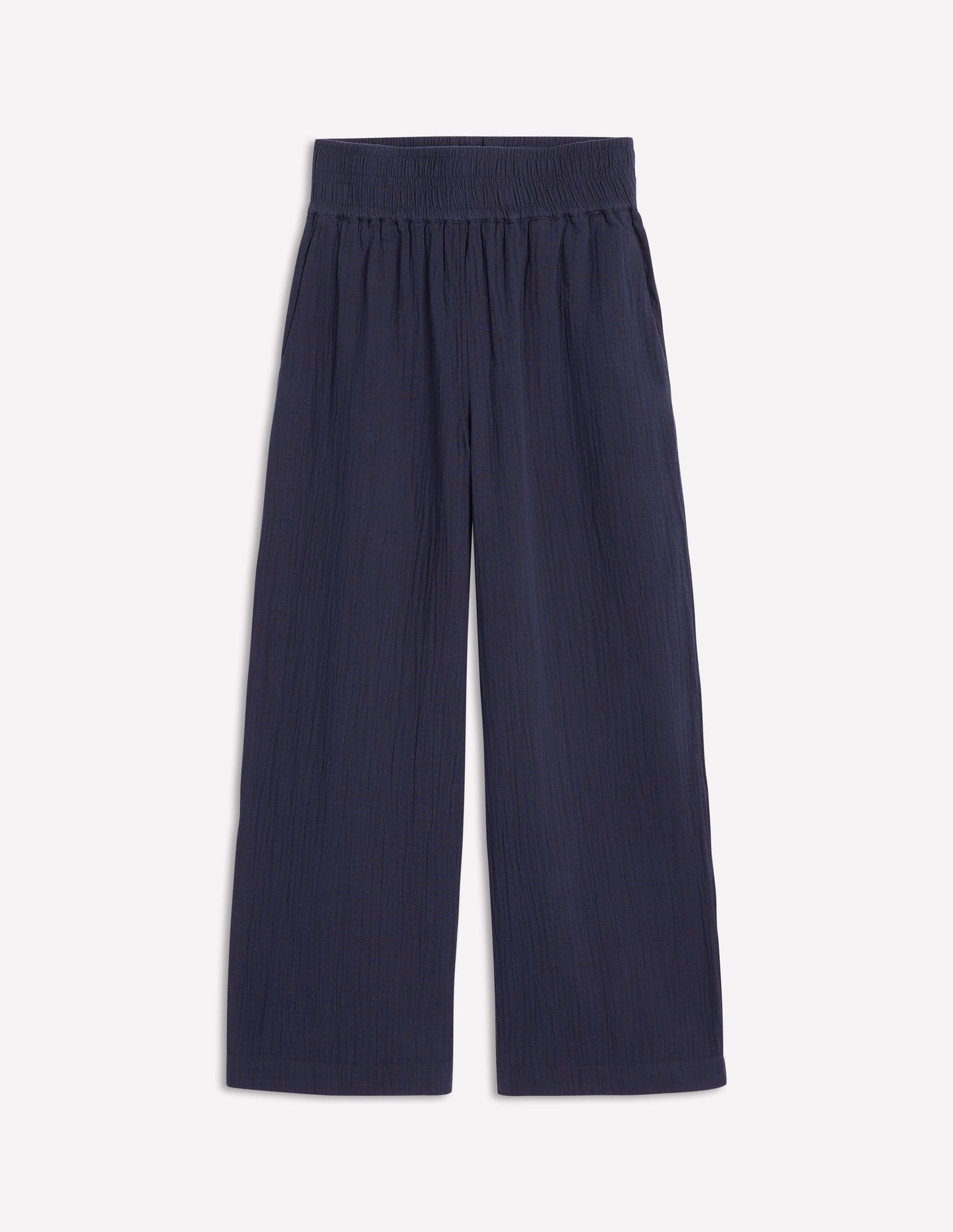 Cropped Double Cloth Pants - Navy