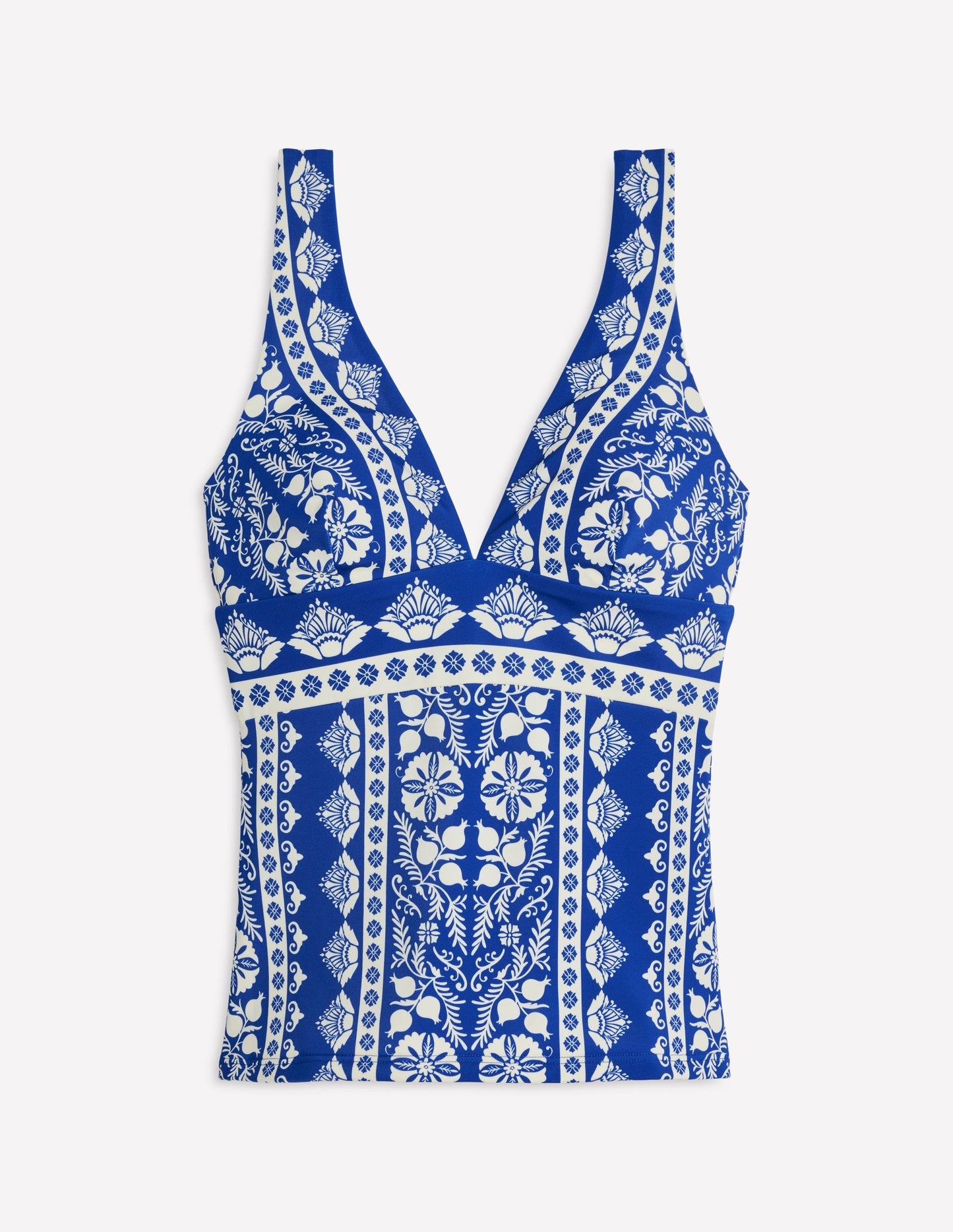 Porto Tankini Top - Bright Blue, Ornate Stripe