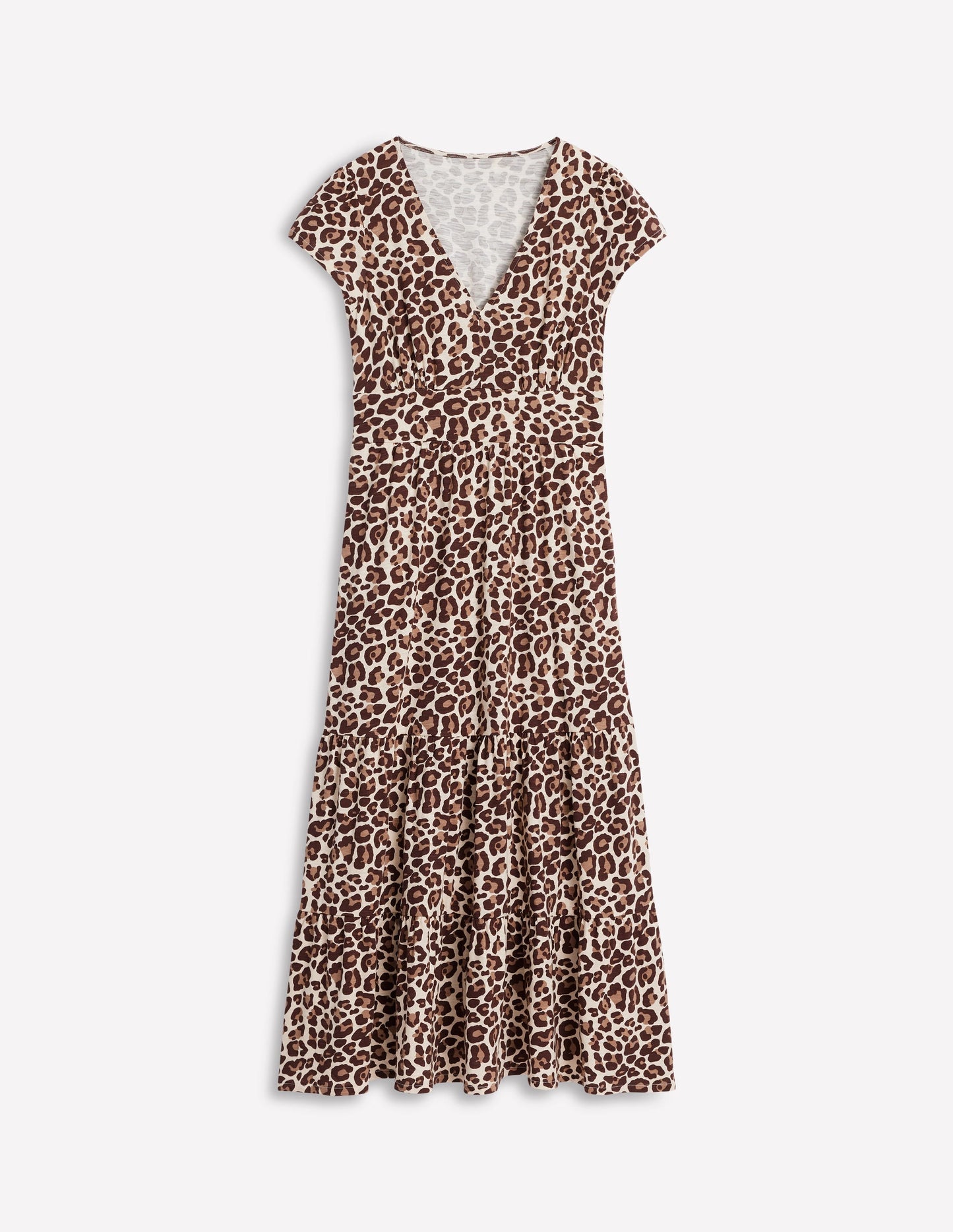 Eloise Tiered Jersey Dress - Cheetah Pop