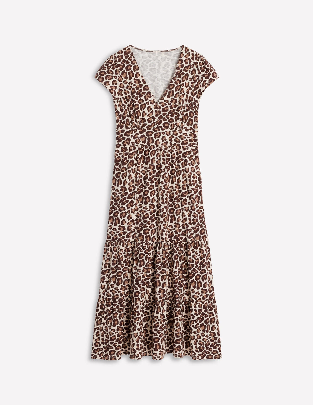 Eloise Tiered Jersey Dress - Cheetah Pop