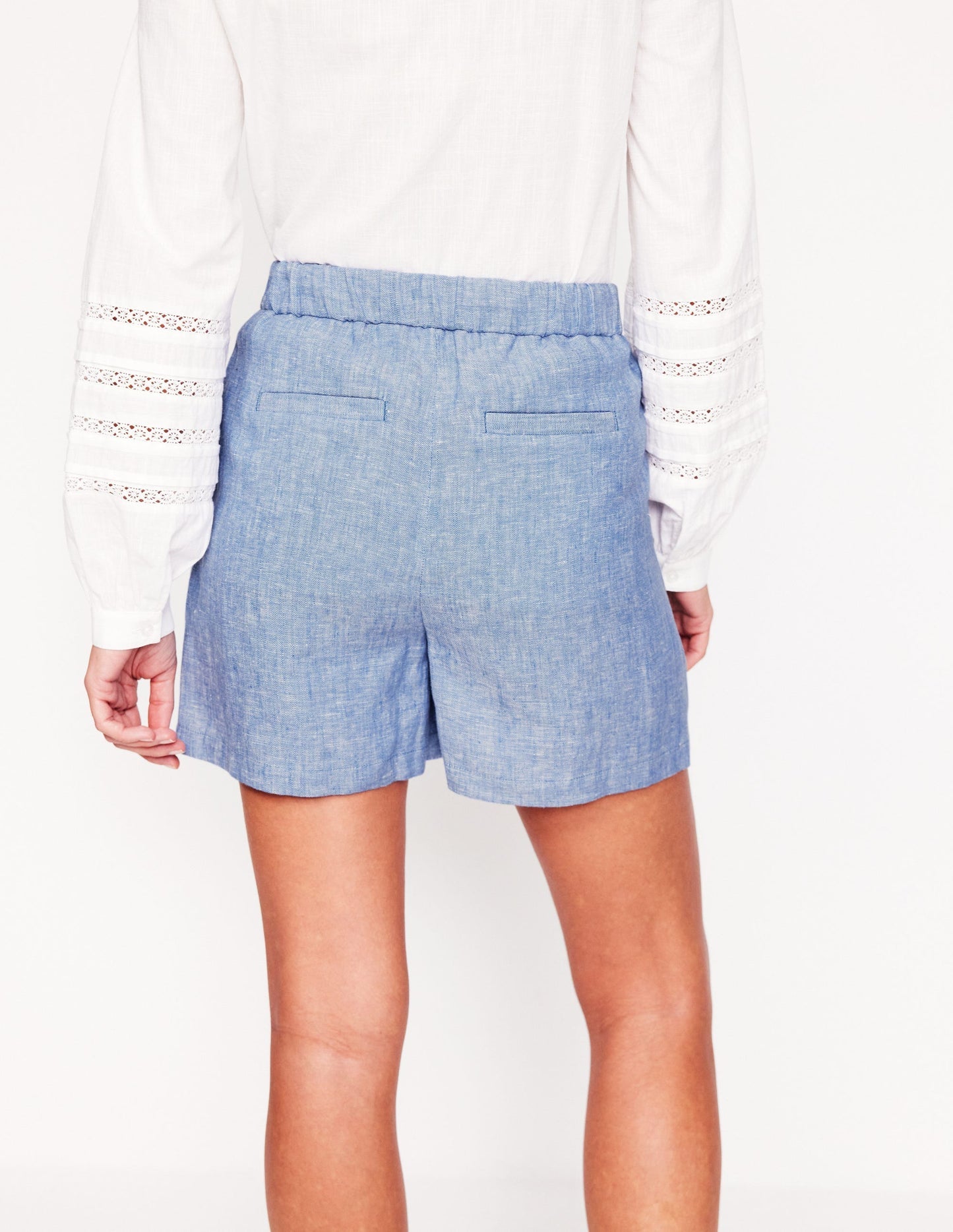 Dulwich Linen Shorts - Grey Blue Chambray
