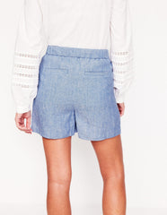 Dulwich Linen Shorts - Grey Blue Chambray