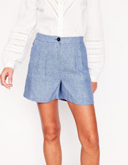 Dulwich Linen Shorts - Grey Blue Chambray
