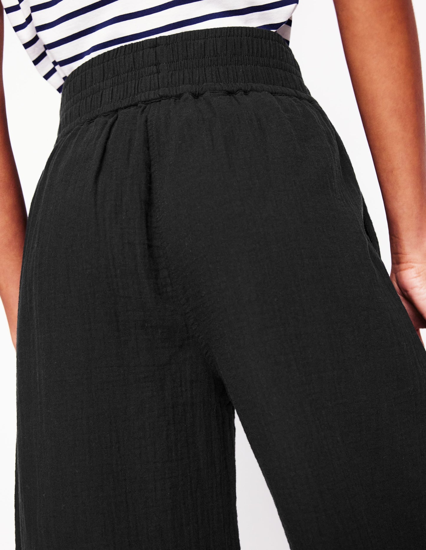 Cropped Double Cloth Pants - Black