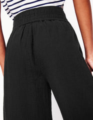 Cropped Double Cloth Pants - Black