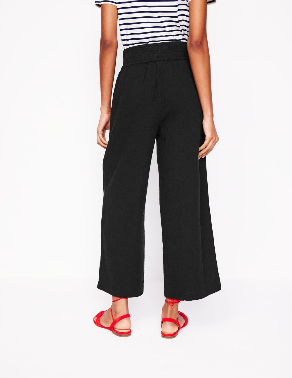 Cropped Double Cloth Pants - Black