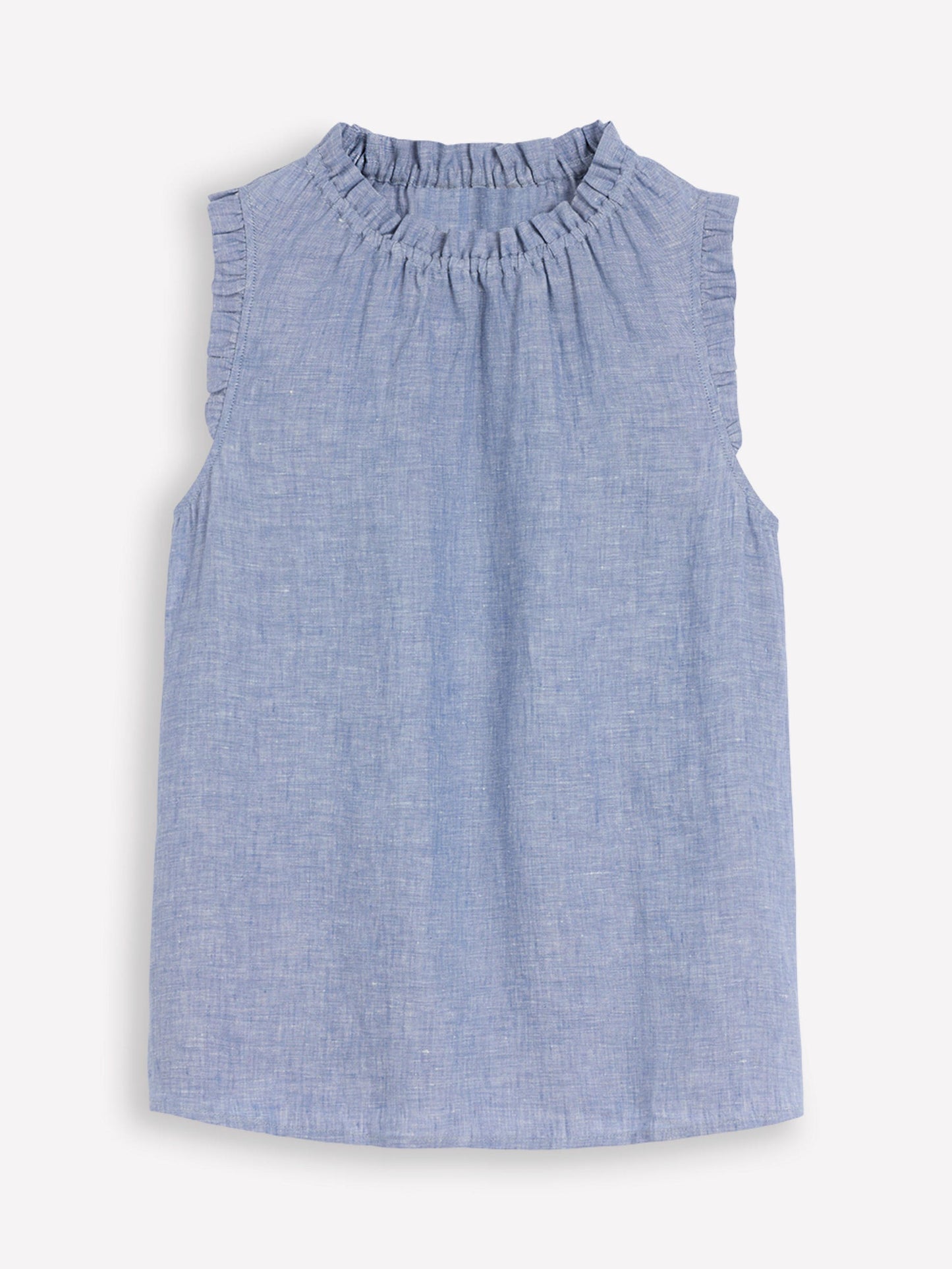Sophie Ruffle Linen Top - Chambray