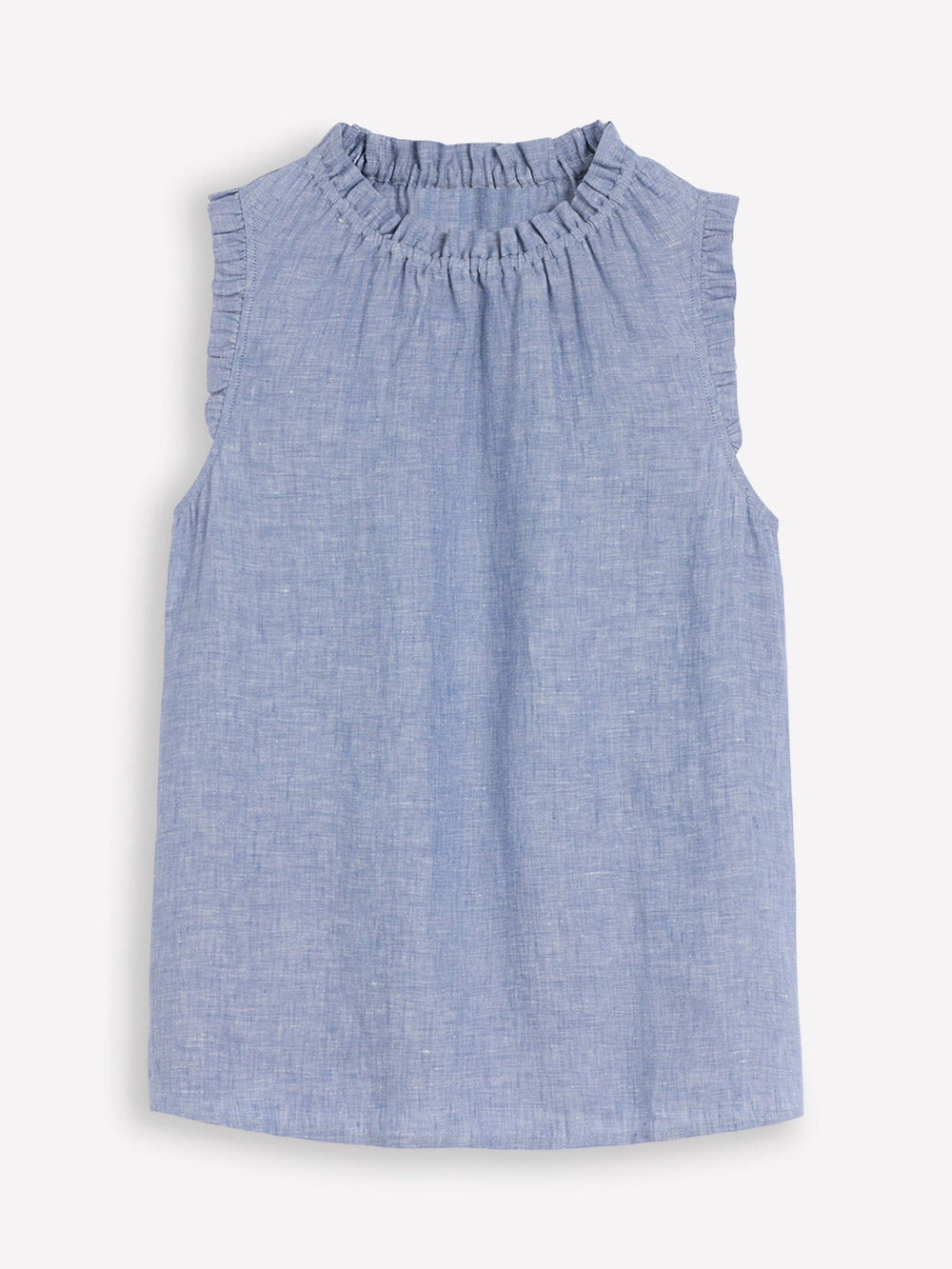 Sophie Ruffle Linen Top - Chambray