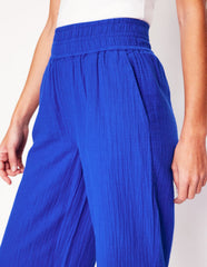 Cropped Double Cloth Pants - Bright Blue
