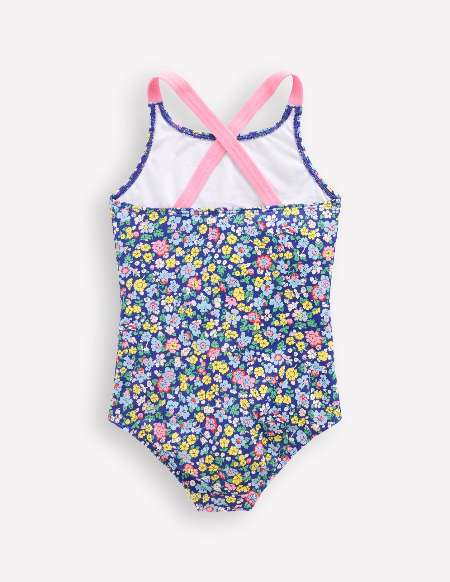 Cross - back Printed Swimsuit - Sapphire Blue Nautical Floral