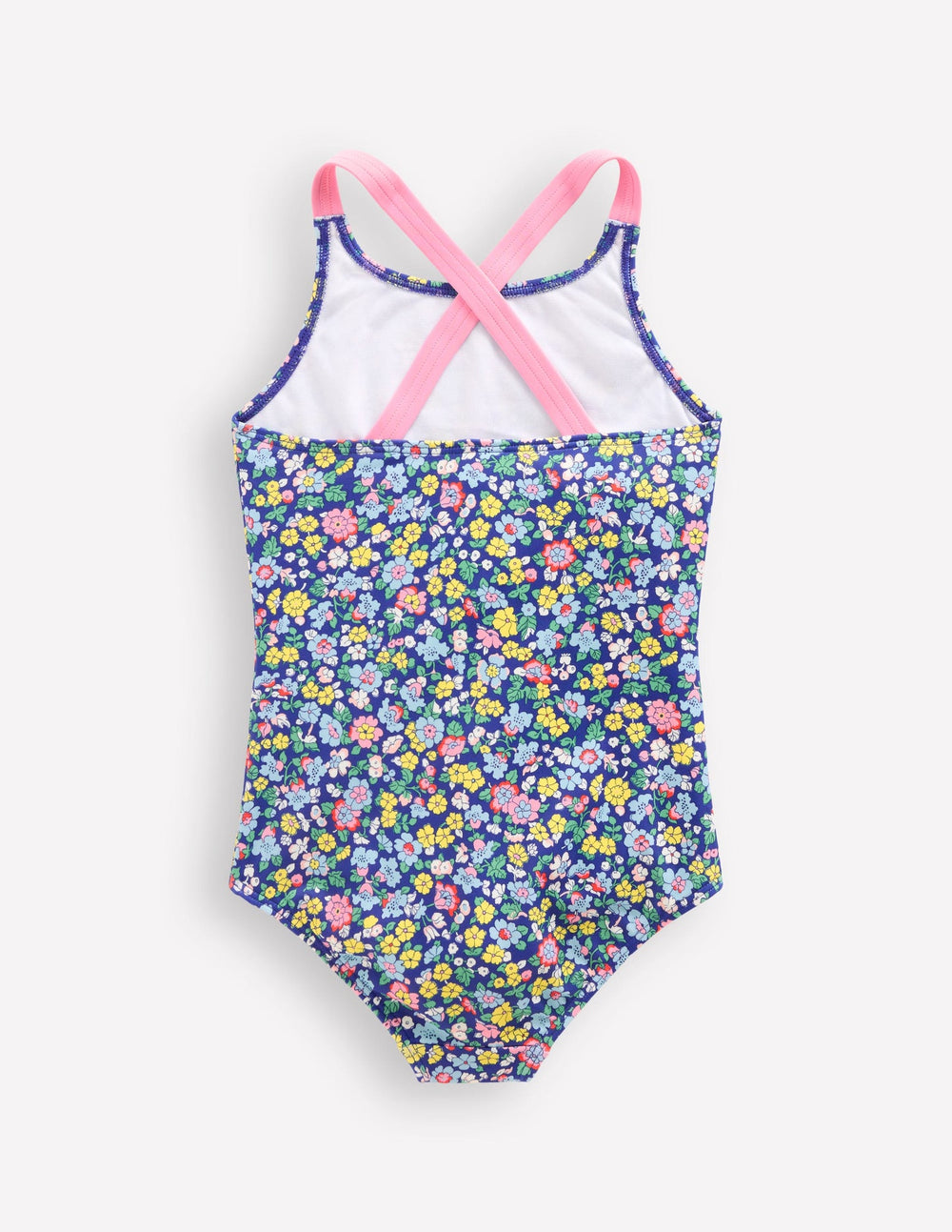 Cross - back Printed Swimsuit - Sapphire Blue Nautical Floral