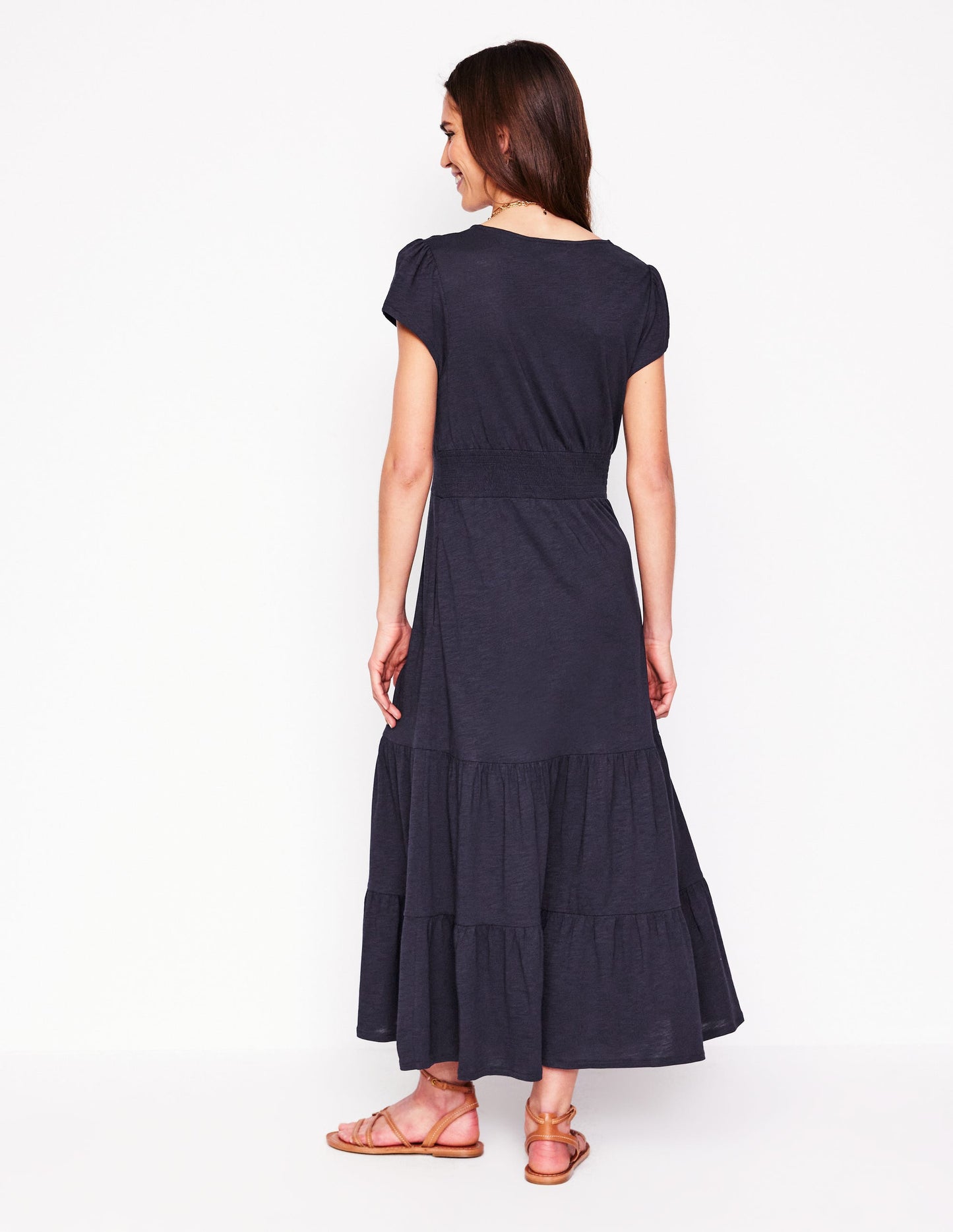 Eloise Tiered Jersey Dress - Navy