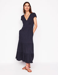 Eloise Tiered Jersey Dress - Navy