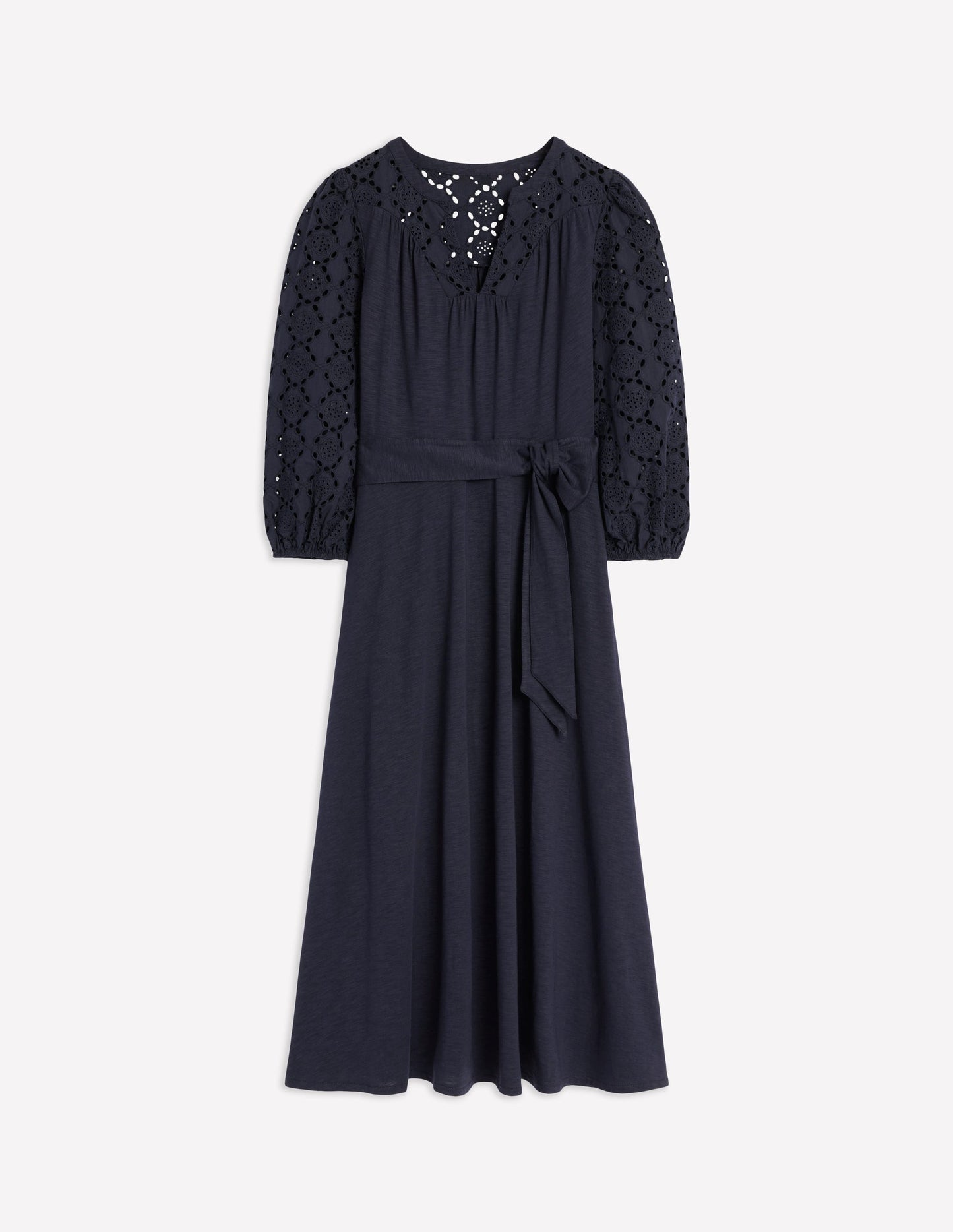 Eden Broderie Jersey Dress - Navy