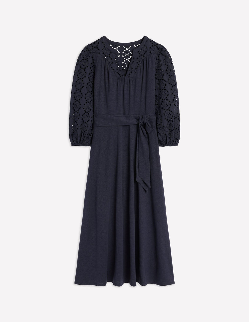 Eden Broderie Jersey Dress - Navy