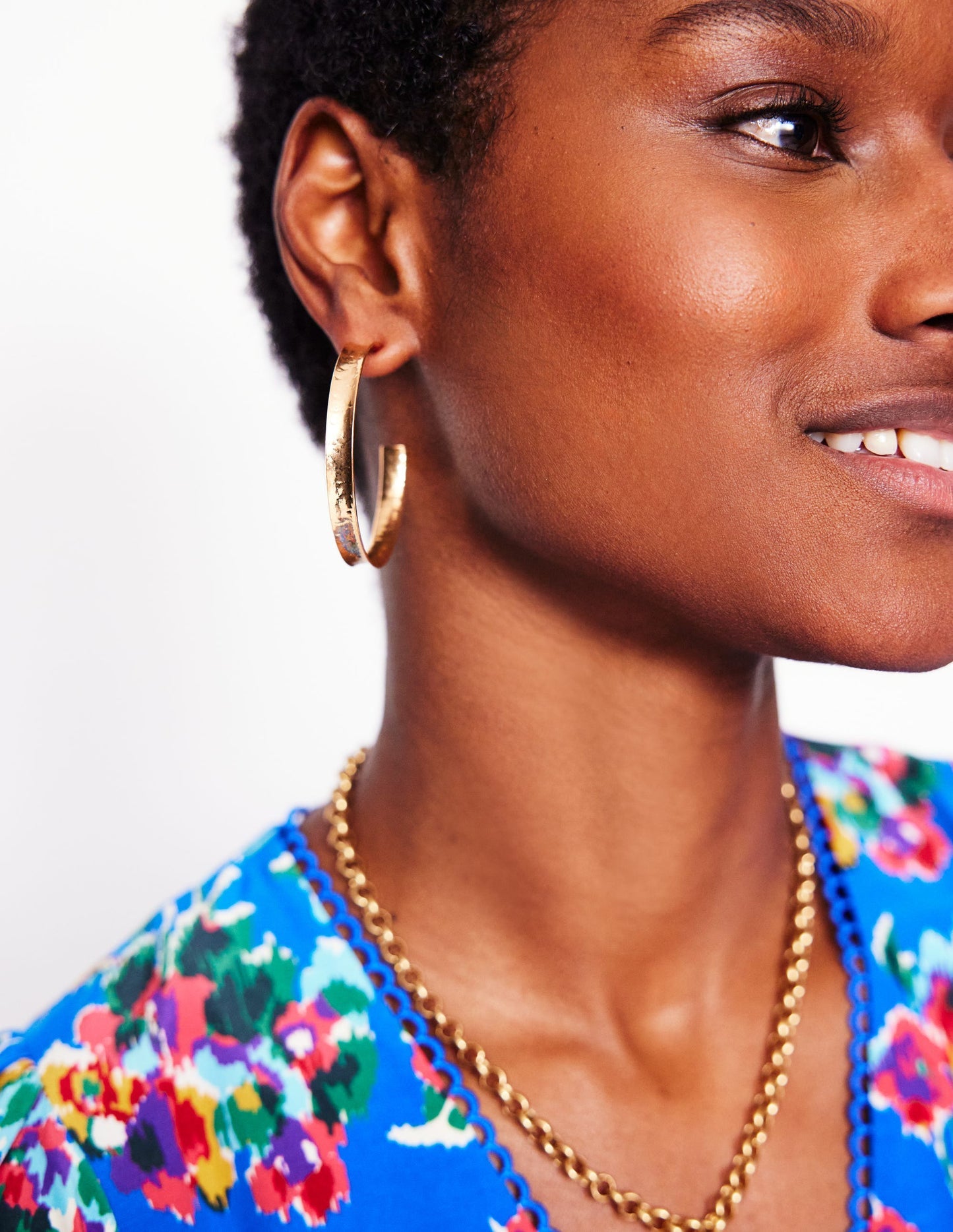Large Hammered Hoop Earrings - Gold