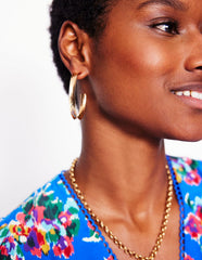Large Hammered Hoop Earrings - Gold