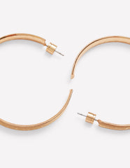 Large Hammered Hoop Earrings - Gold