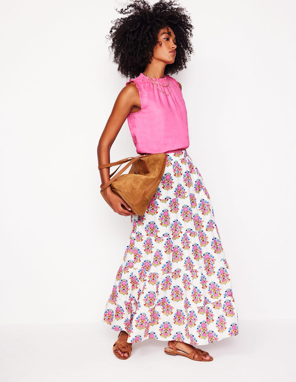 Sophie Ruffle Linen Top - Pink Rose