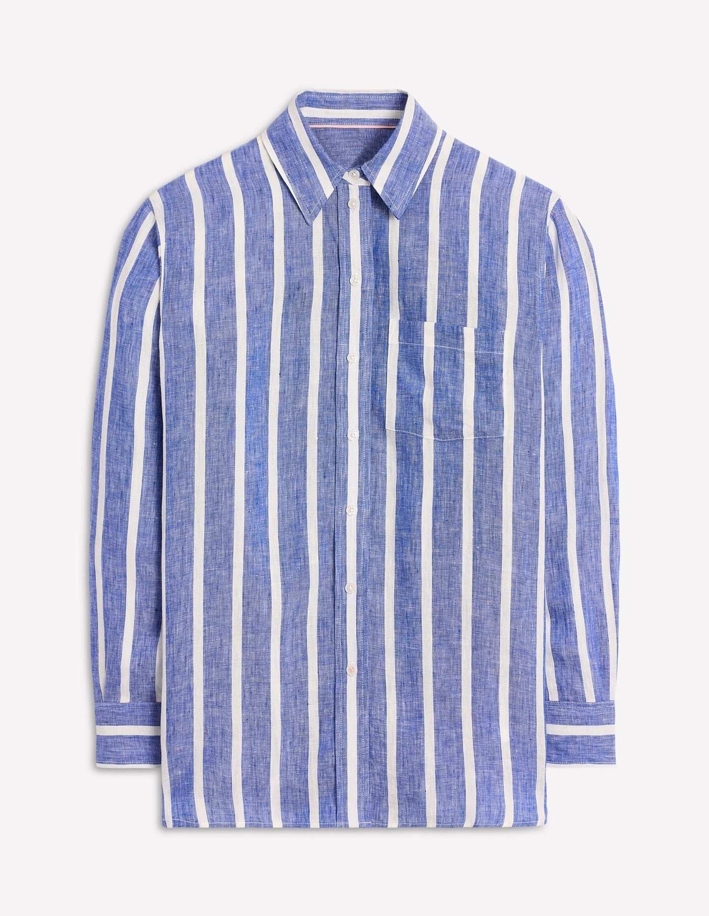 Sadie Relaxed Linen Shirt - Bright Blue Woven Breton