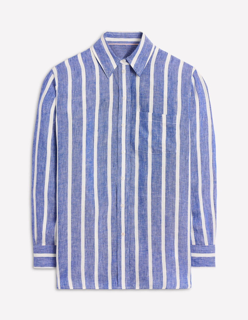 Sadie Relaxed Linen Shirt - Bright Blue Woven Breton