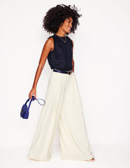 Sophie Ruffle Linen Top - Navy