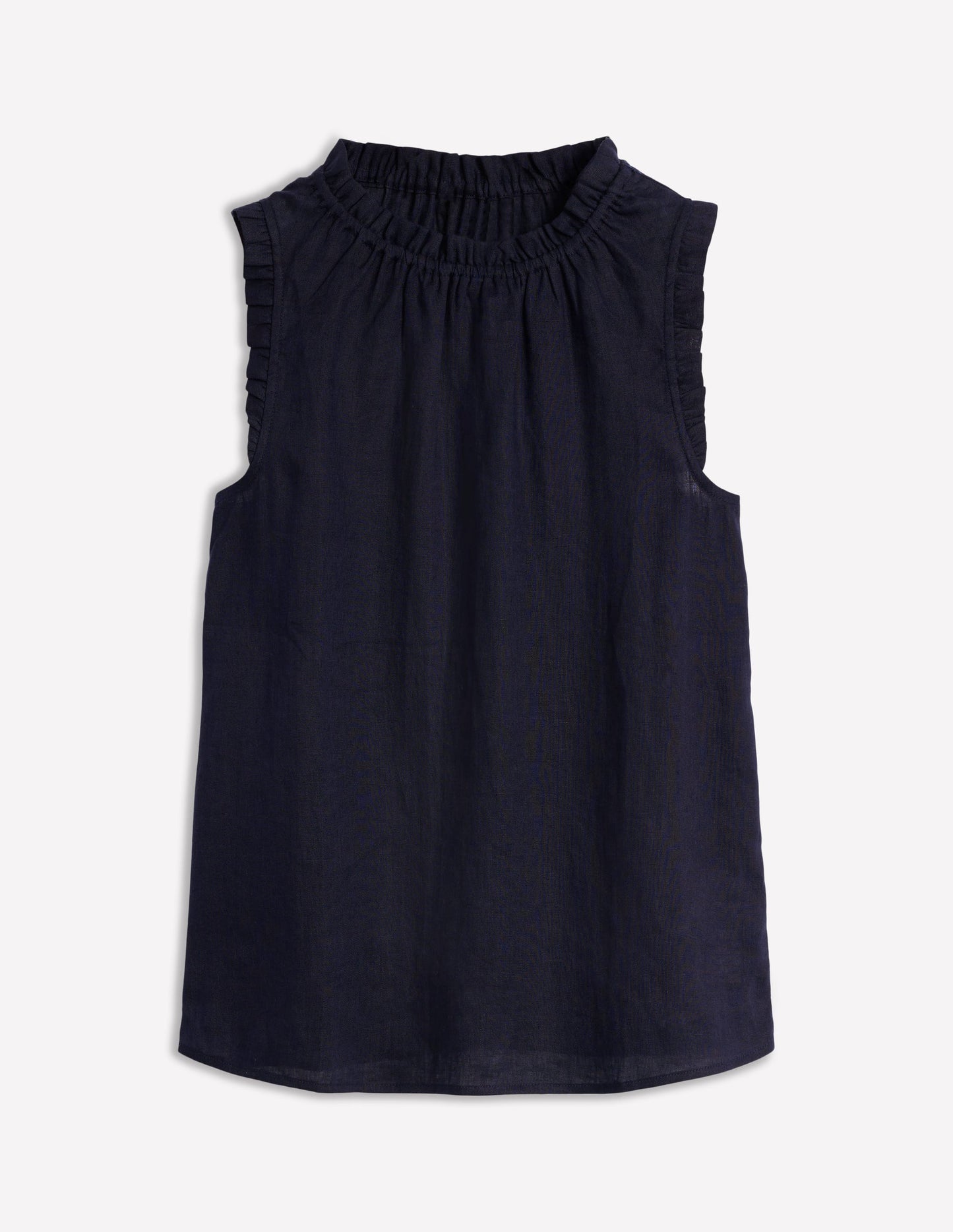 Sophie Ruffle Linen Top - Navy