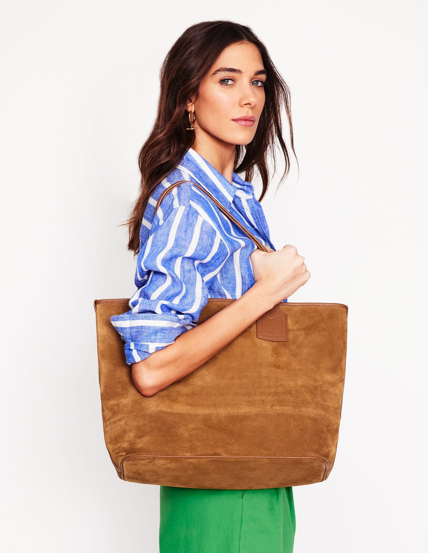 Suede Tote Bag - Tan
