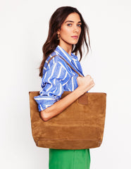 Suede Tote Bag - Tan