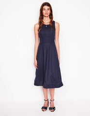 Carla Linen Midi Dress - Navy