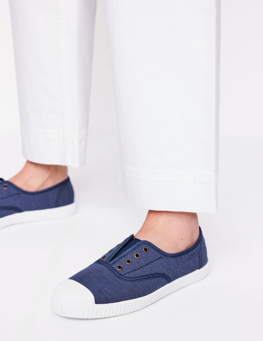 Laceless Canvas Plimsoll - Navy