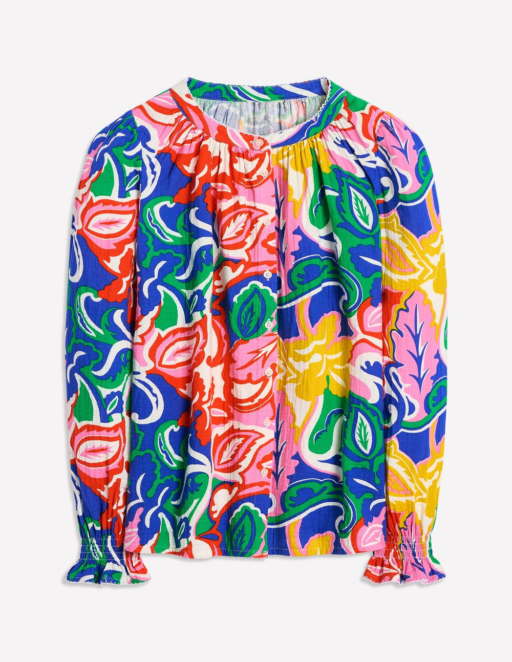 Evie Double Cloth Top - Multi, Foliage Twirl