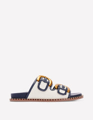 Alberta Footbed Sandals - Ivory/Navy