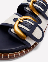 Alberta Footbed Sandals - Ivory/Navy