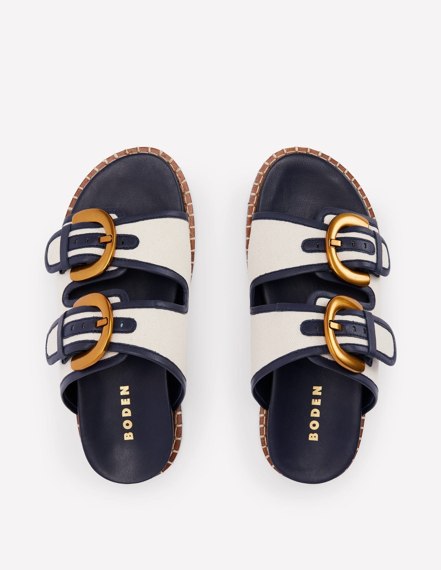 Alberta Footbed Sandals - Ivory/Navy