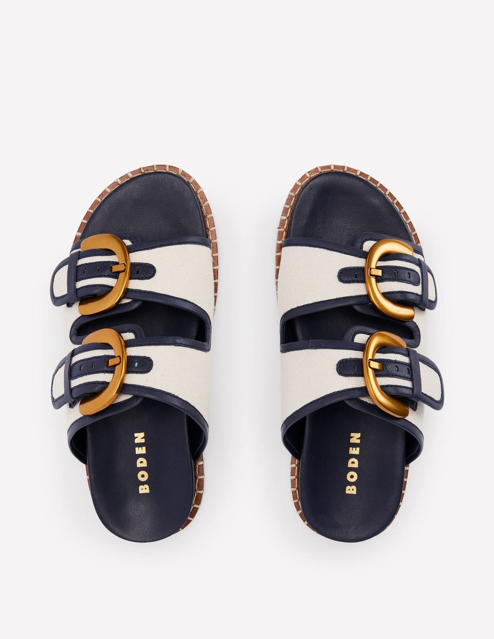 Alberta Footbed Sandals - Ivory/Navy