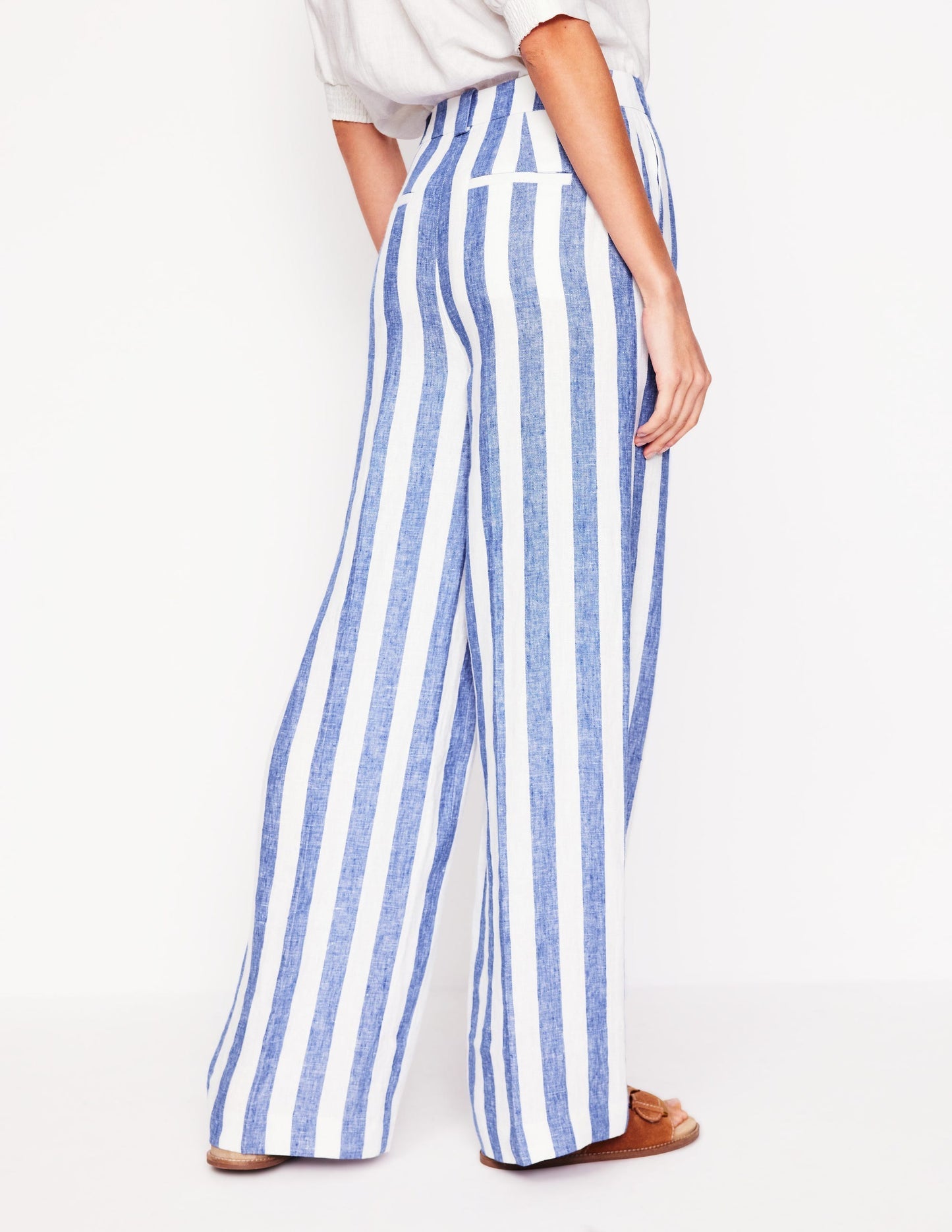 Westbourne Linen Pants - Bright Blue Stripe