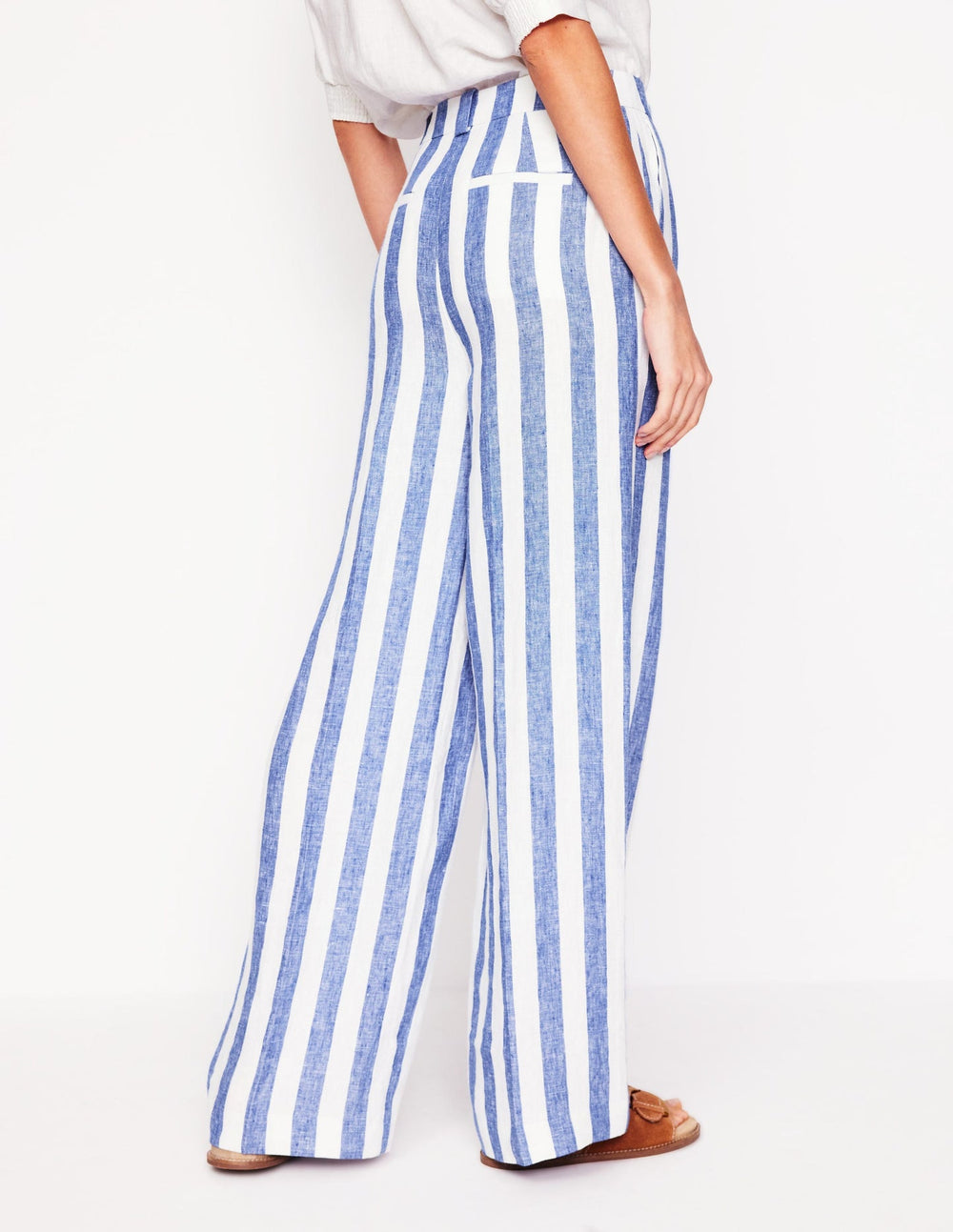 Westbourne Linen Pants - Bright Blue Stripe