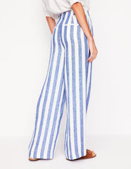 Westbourne Linen Pants - Bright Blue Stripe
