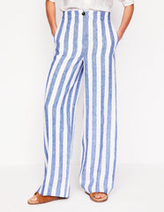 Westbourne Linen Pants - Bright Blue Stripe