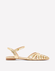 Multi Strap Pointed Sandals - Gold