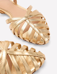 Multi Strap Pointed Sandals - Gold