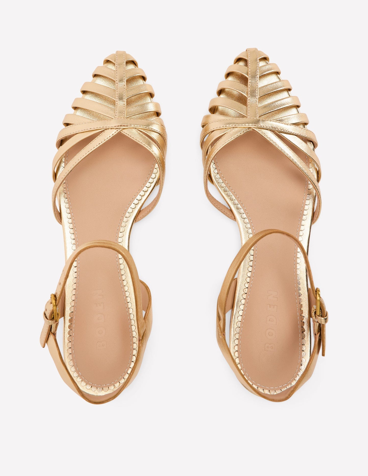 Multi Strap Pointed Sandals - Gold