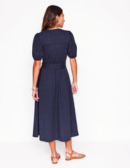 Sofia Trim Jersey Midi Dress - Navy