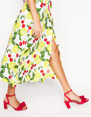 Bow Heeled Sandals - Hibiscus