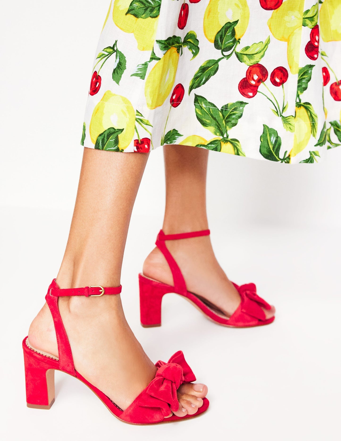 Bow Heeled Sandals - Hibiscus
