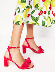 Bow Heeled Sandals - Hibiscus