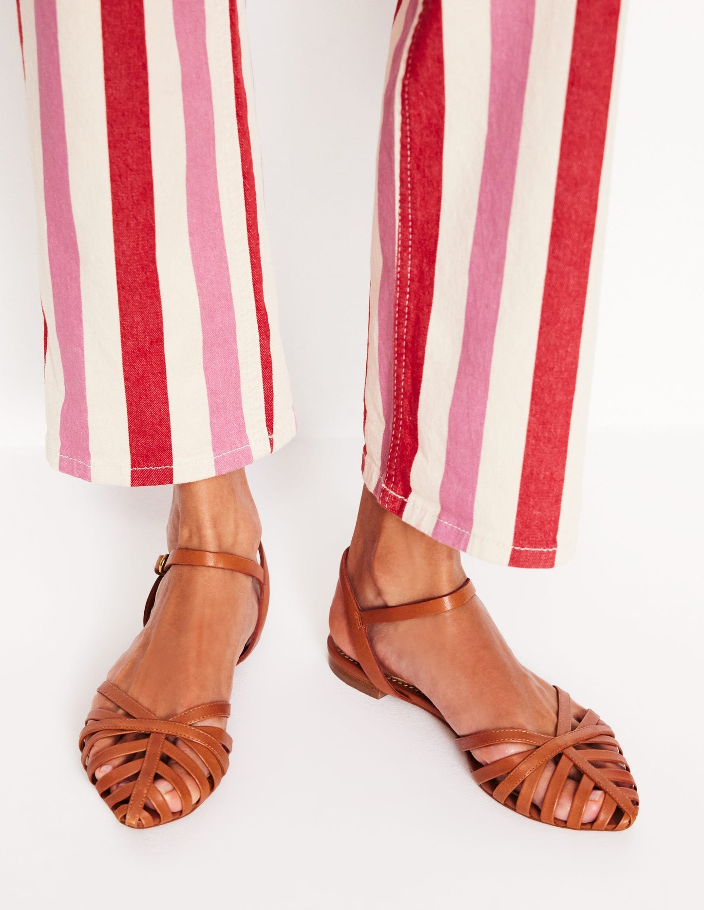 Multi Strap Pointed Sandals - Tan
