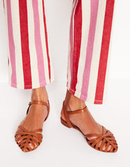 Multi Strap Pointed Sandals - Tan